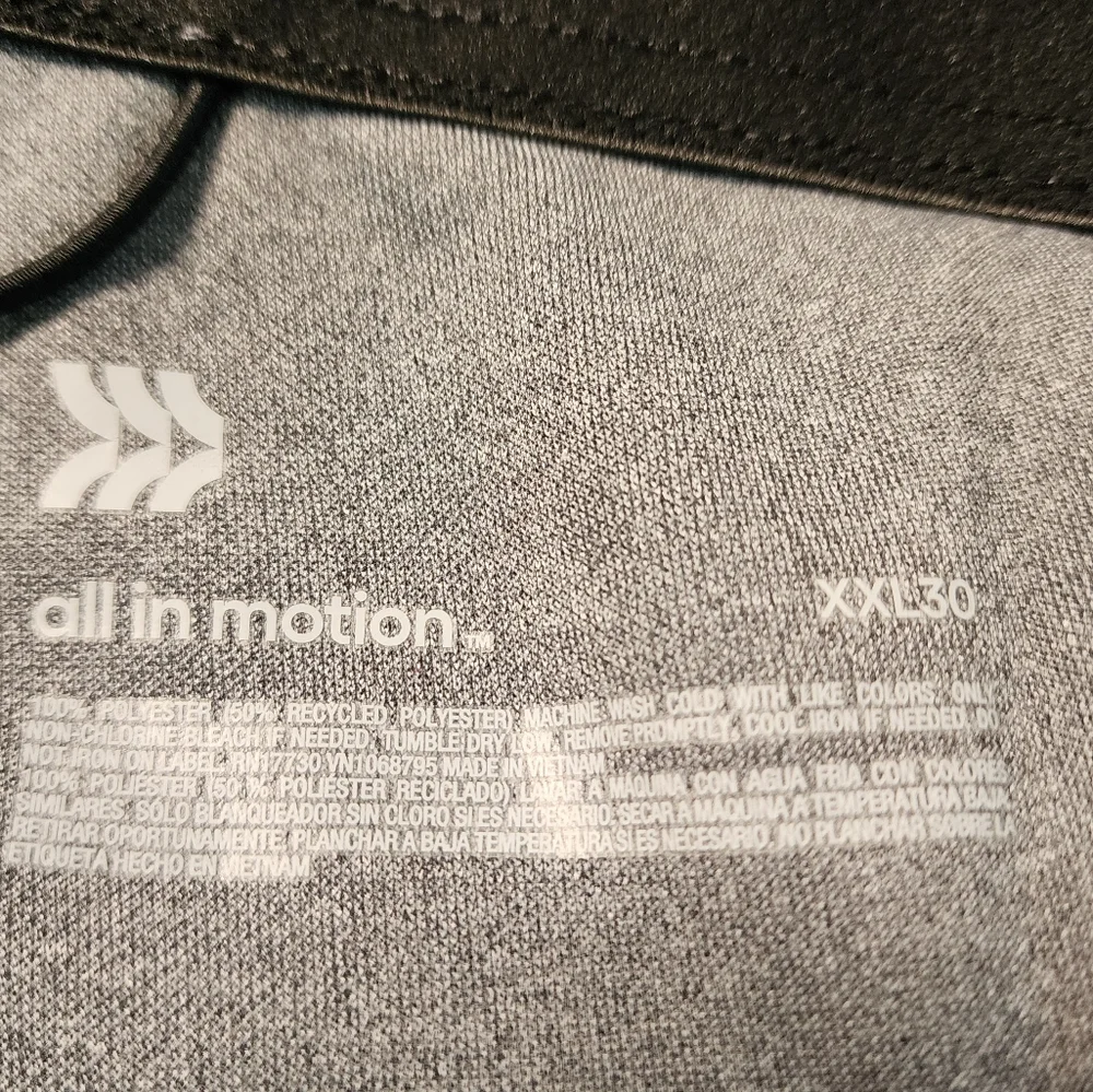 All in Motion Pants Mens XXL Short Gray Performance NEW